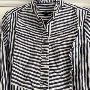 JCrew ruffled tuxedo button up